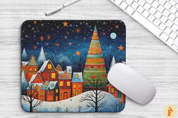 Download Cozy Christmas Scene Painting Mouse Pad - Cozy christmas Collection