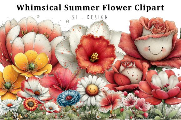 Download Whimsical Summer Flower Clipart - Flower clipart Collection