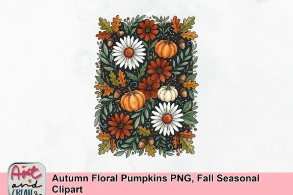 Download Autumn Floral Pumpkins PNG, Fall Seasonal Clipart - Season Collection