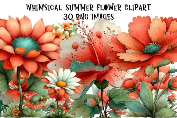 Download Whimsical Summer Flower Clipart - Flower clipart Collection