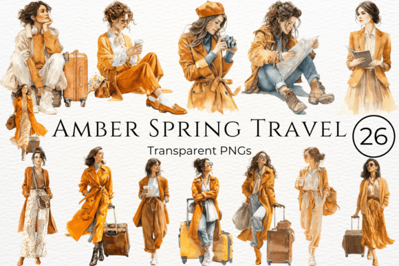 Download Amber Spring Travel Watercolor Clipart - Travel watercolor clipart Collection