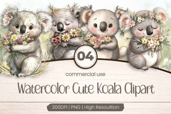 Download Watercolor Cute Koala Clipart PNG - Koala Collection