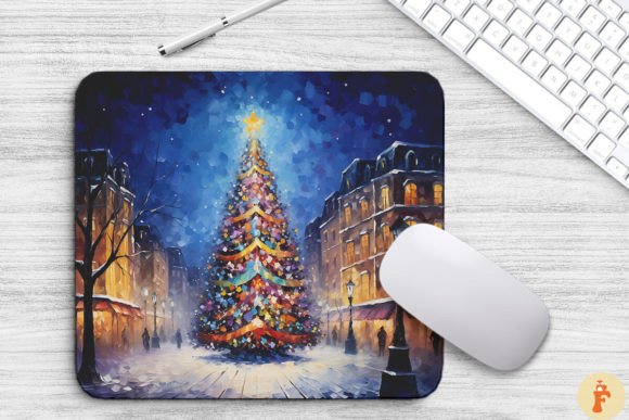 Download Cozy Christmas Scene Painting Mouse Pad - Cozy christmas Collection