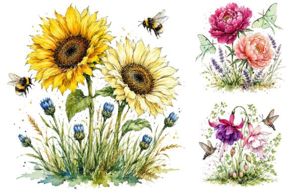 Download Whimsical Wildflower Clipart Bundle - Flower clipart Collection