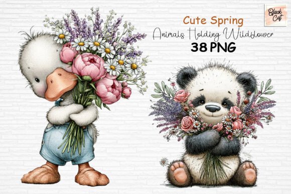 Download Cute Spring Animals Wildflower Clipart - Flower clipart Collection