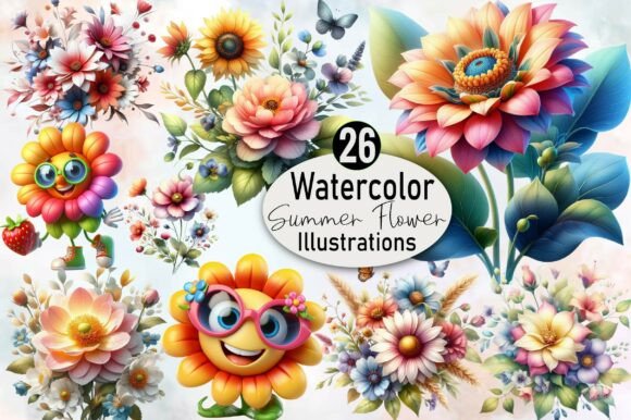 Download Watercolor Summer Flower Clipart - Flower clipart Collection