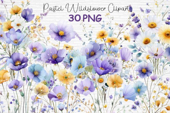 Download Pastel Wildflower Clipart Bundle PNG - Flower clipart Collection
