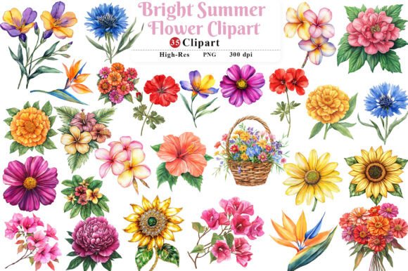 Download Bright Summer Flower Clipart - Flower clipart Collection
