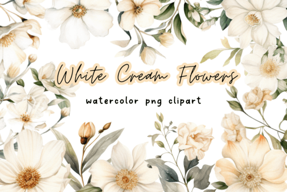 Download White Cream Watercolor Flower Clipart - Flower clipart Collection