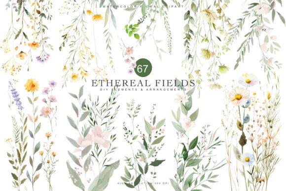 Download Watercolor Delicate Wildflower Clipart - Flower clipart Collection