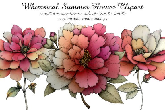 Download Whimsical Summer Flower Clipart - Flower clipart Collection