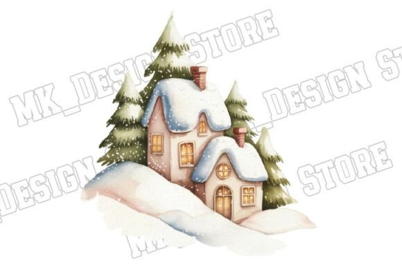 Download Christmas Village Watercolor PNG - Watercolor png Collection