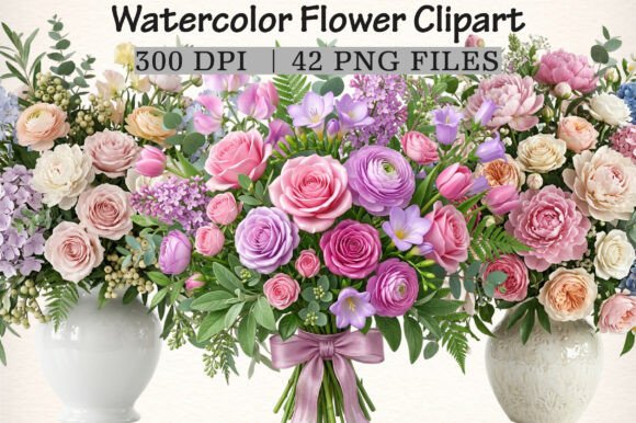 Download Watercolor Flower Clipart - Flower clipart Collection