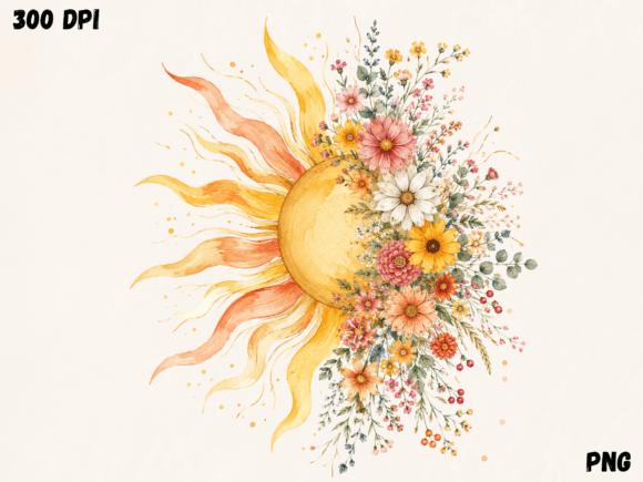 Download Floral Sunshine Watercolor PNG, Summer S - Watercolor png Collection