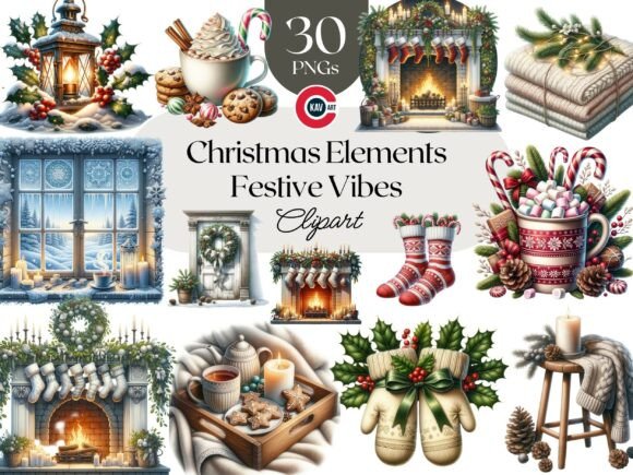 Download Cozy Christmas Holiday Clipart Bundle - Cozy christmas Collection
