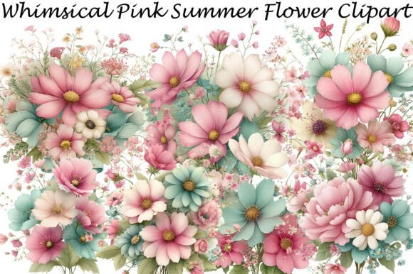 Download Whimsical Pink Summer Flower Clipart - Flower clipart Collection