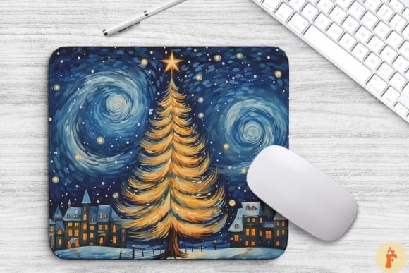 Download Cozy Christmas Scene Painting Mouse Pad - Cozy christmas Collection