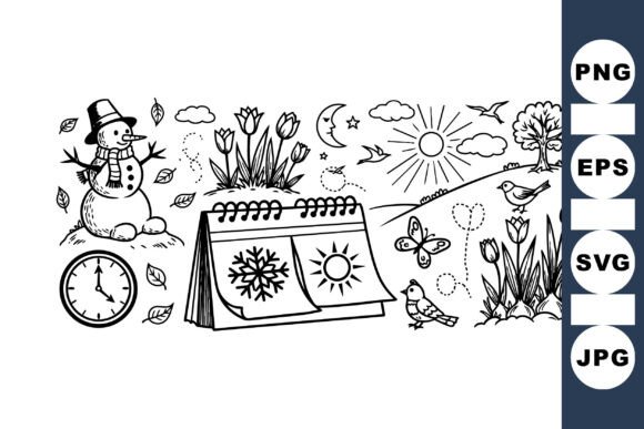Download Hand Drawn Seasonal Clipart Set - Season Collection