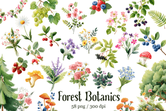 Download Botanical Forest Wildflower Clipart - Flower clipart Collection