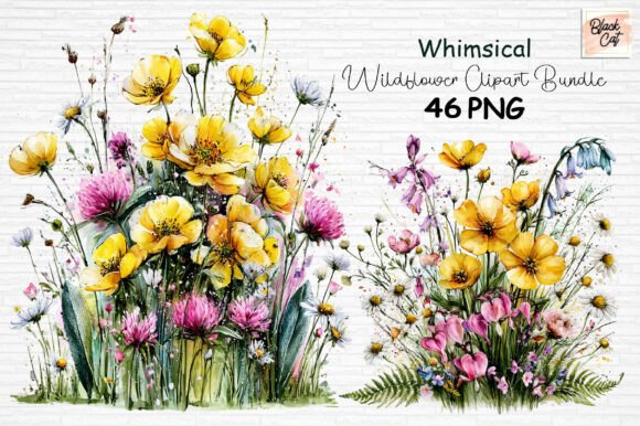 Download Whimsical Wildflower Clipart Bundle PNG - Flower clipart Collection