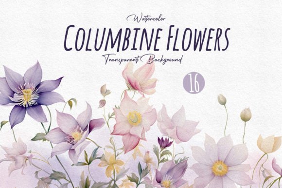 Download Watercolor Columbine WildFlower Clipart - Flower clipart Collection