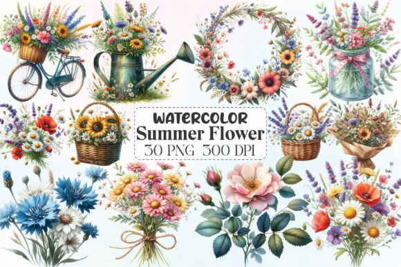 Download Watercolor Summer Flower Clipart - Flower clipart Collection