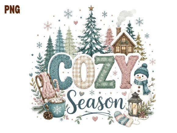 Download Cozy Winter Season Snowman Farmhouse - Season Collection