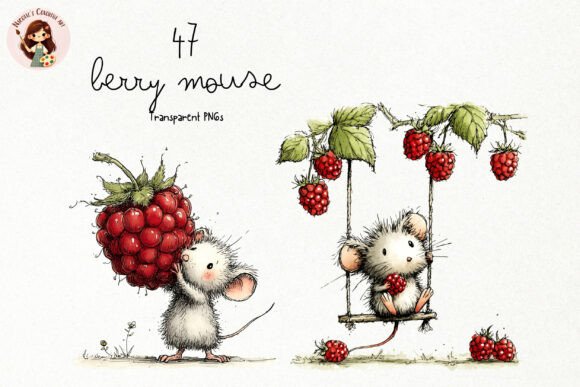 Download Cute Berry Mouse Watercolor PNG Clipart - Watercolor png Collection