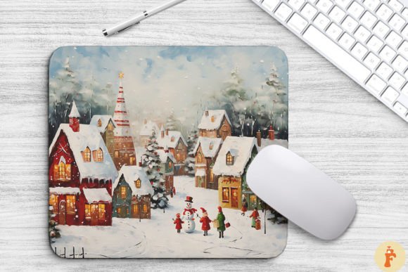 Download Cozy Christmas Scene Painting Mouse Pad - Cozy christmas Collection