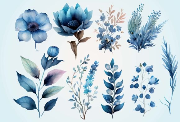 Download Blue Watercolor Flower Clipart - Flower clipart Collection