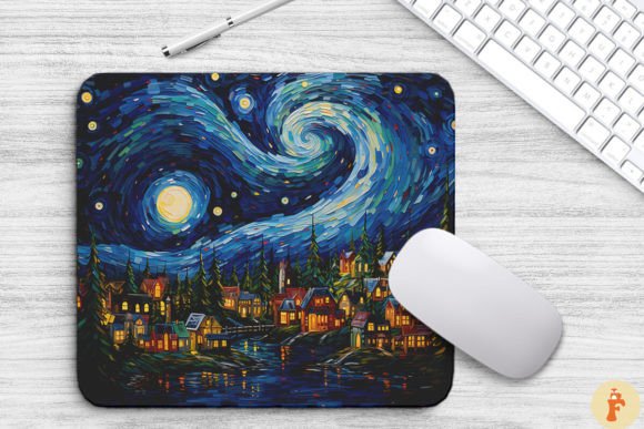 Download Cozy Christmas Scene Painting Mouse Pad - Cozy christmas Collection