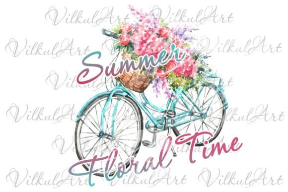 Download Summer Floral Bicycle Watercolor Png - Watercolor png Collection