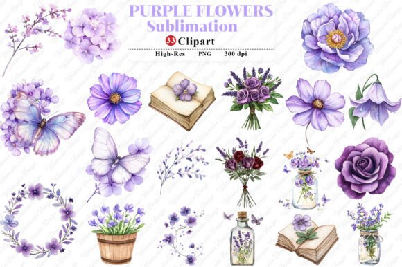 Download Purple Flowers Watercolor Flower Clipart - Flower clipart Collection