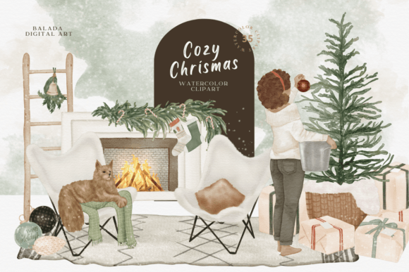 Download Cozy Christmas Watercolor Clipart - Premium Resources