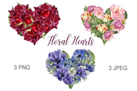 Download Floral Hearts. Watercolor Flower Clipart - Flower clipart Collection