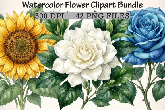 Download Watercolor Flower Clipart Bundle - Flower clipart Collection