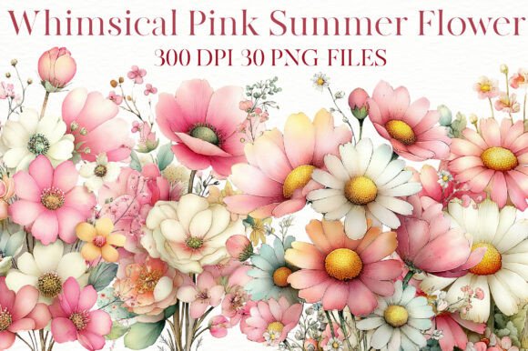 Download Whimsical Pink Summer Flower Clipart - Flower clipart Collection
